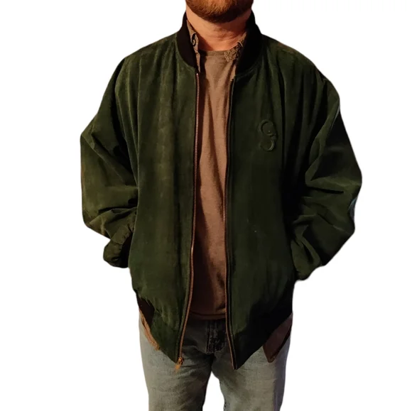 Vintage George Strait 80's Country Suede Leather Letterman Bomber Jacket Unisex - Picture 1 of 16